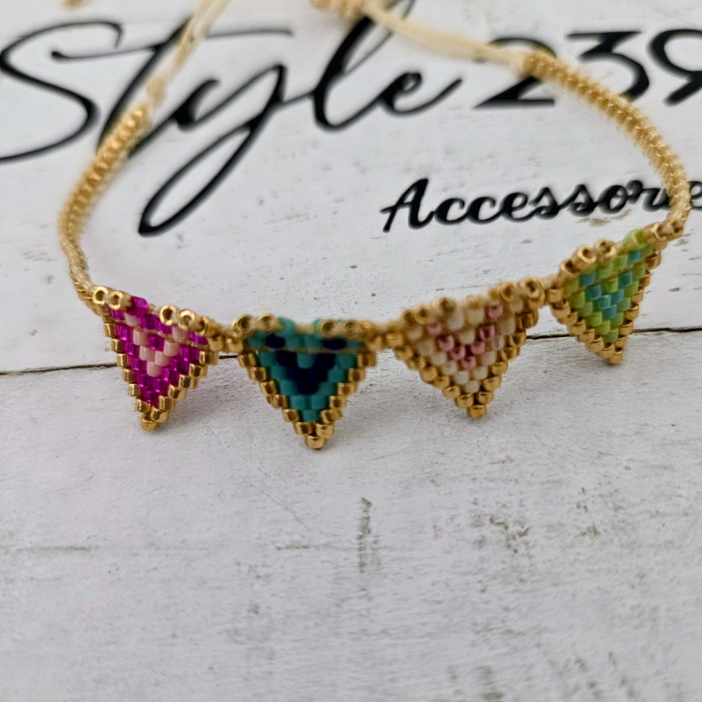 Miyuki Hearts Adjustable Bracelet - Multicolor